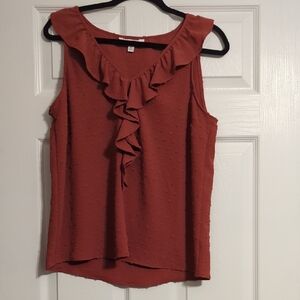LC Lauren Conrad Ruffled Sleeveless Blouse - Rust